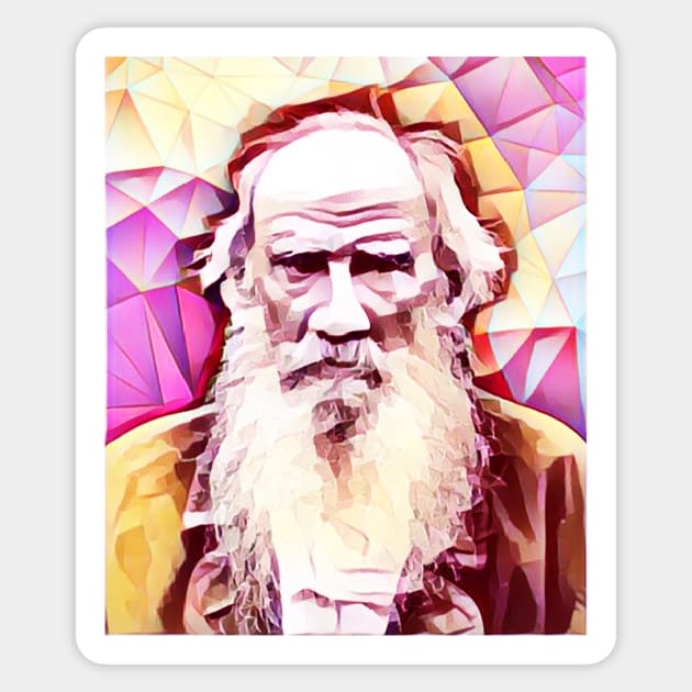 Leo Tolstoy Pink Portrait | Leo Tolstoy Artwork 13 Sticker by JustLit
